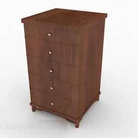 Brown Wooden Bedside Table V12 3d model