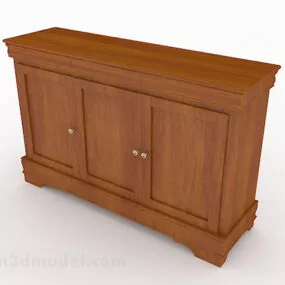 Brown Wooden Home Entrance Cabinet 3d model