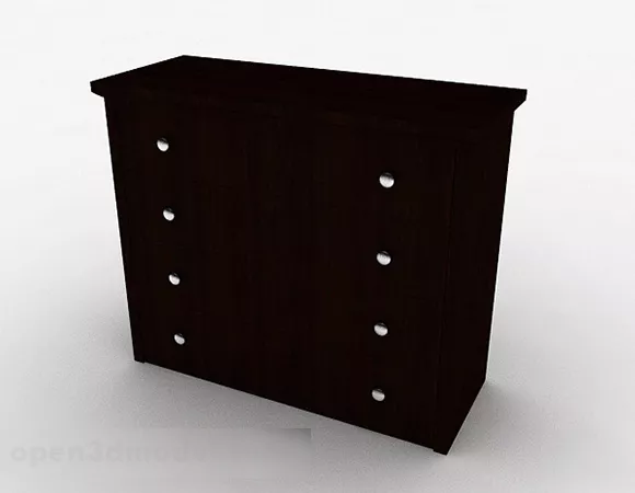 Brown Wooden Home Office Cabinet 3d model Brown Wooden Home Office Cabinet 3d model