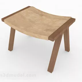 Brown Wooden Leisure Stool Furniture 3d model