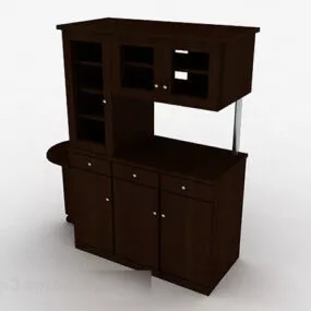 Brown Living Room Display Cabinet 3d model