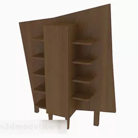 Brown Wooden Personality Display Cabinet 3d model