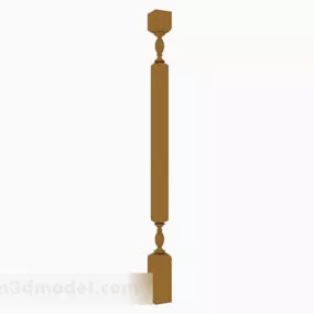 Brown Wooden Pillar Column 3d model