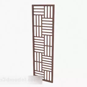 Wooden Single Door Hollow Window 3d model