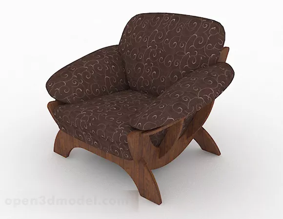 Brown Wooden Single Sofa Furniture 3d model Brown Wooden Single Sofa Furniture 3d model