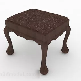 Brown Wooden Sofa Stool Furniture Design 3d model