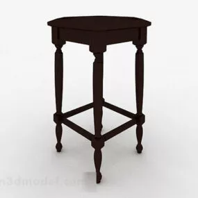 Brown Wooden Stool 3d model