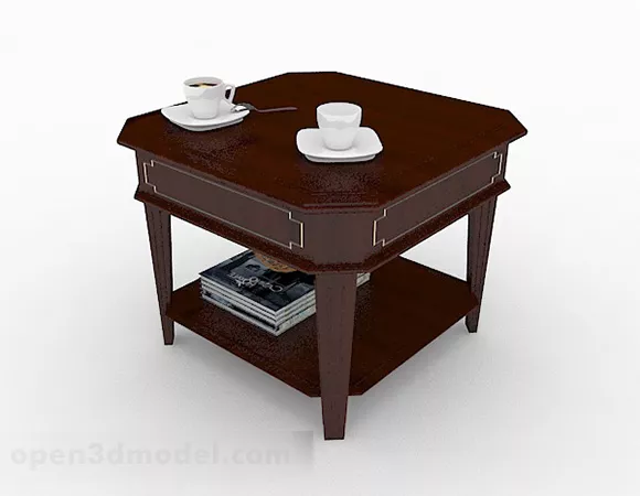 Brown Wooden Tea Table 3d model Brown Wooden Tea Table 3d model