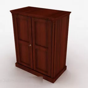 Brown Wooden Wardrobe 3d model