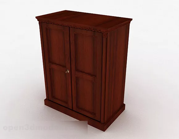 Wardrobe With Side Door Lattice Pattern 3d model