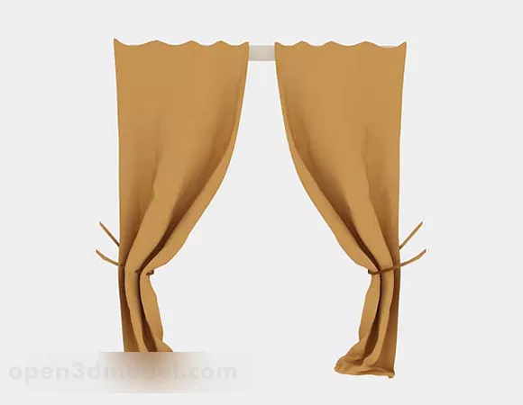 Brown Yellow Curtain 3d model Brown Yellow Curtain 3d model