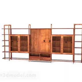Brown Yellow Home Wooden Tv Cabinet 3d model