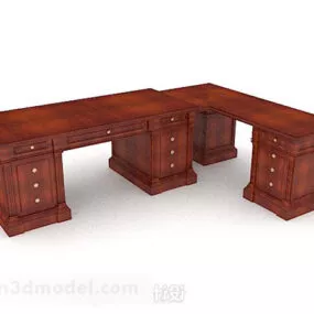 Brown Yellow Rectangular Desk 3d model