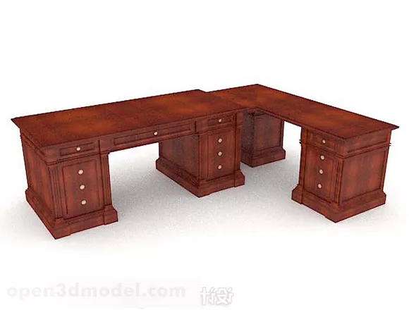 Brown Yellow Rectangular Desk 3d model Brown Yellow Rectangular Desk 3d model