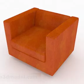 Brown Yellow Simple Single Sofa 3d model