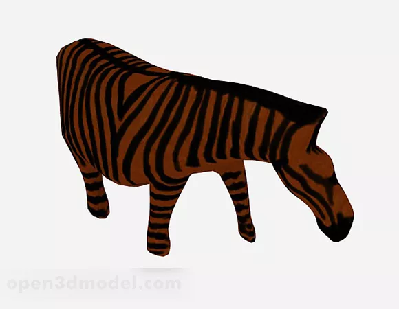 Zebra Animal In African Grass Field 3d model