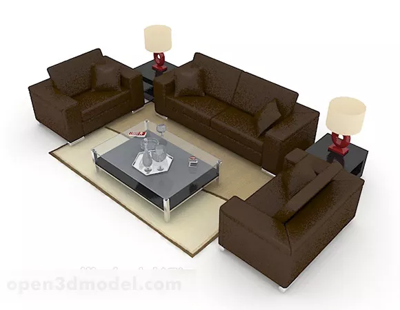 Business Dark Brown Simple Sofa 3d model Business Dark Brown Simple Sofa 3d model
