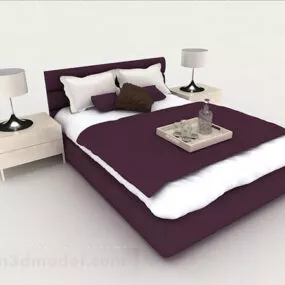 Business Purple Simple Double Bed 3d model