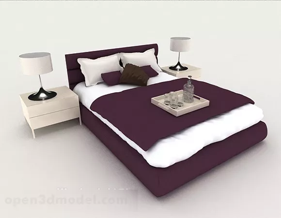 Business Purple Simple Double Bed 3d model Business Purple Simple Double Bed 3d model