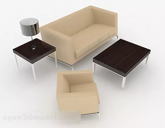 Business Simple Brown Combination Sofa 3d model Business Simple Brown Combination Sofa 3d model