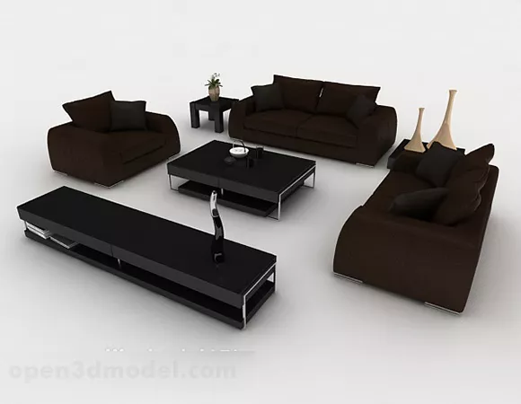 Business Simple Dark Brown Sofa 3d model Business Simple Dark Brown Sofa 3d model
