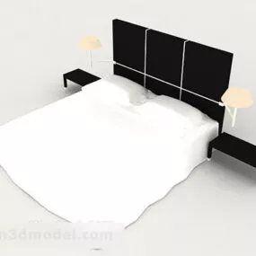 Business Wooden Simple White Double Bed 3d model