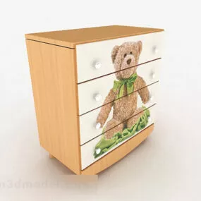 Cartoon Teddy Bear Home Bedside Table 3d model