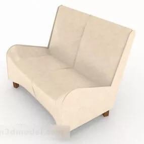Casual Beige White Double Sofa 3d model