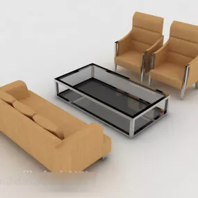 Casual Brown Minimalist Sofa 3d model