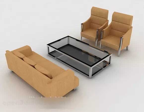 Casual Brown Minimalist Sofa 3d model Casual Brown Minimalist Sofa 3d model