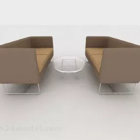 Casual Brown Table And Chair 3d model