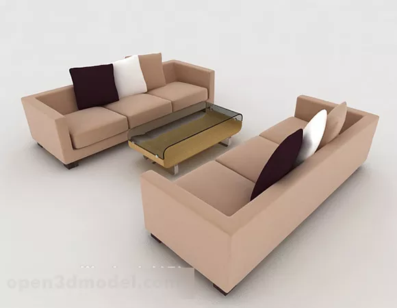 Casual Simple Brown Sofa 3d model Casual Simple Brown Sofa 3d model