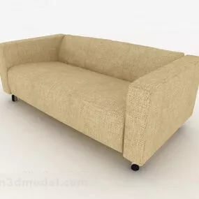 Casual Simple Light Brown Double Sofa 3d model