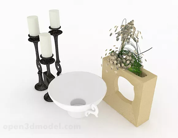 Chinese Black Combination Home Candlestick 3d model Chinese Black Combination Home Candlestick 3d model