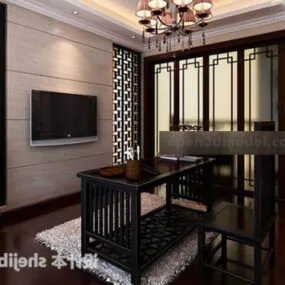 Chinese Small Study Room Interior 3d model