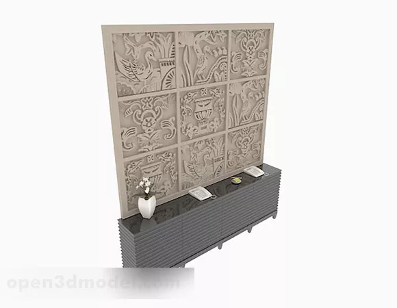 Carved Pattern Screen Divider 3d model