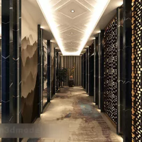 Chinese Corridor Interior 3d model