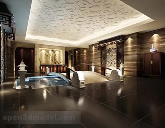 Chinese Home Hall Ceiling Decor Interior 3d model Chinese Home Hall Ceiling Decor Interior 3d model