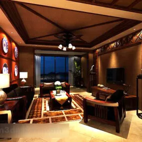 Chinese Living Room Interior V1 3d model