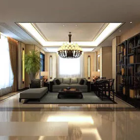 Chinese Living Room Bogu Rack Interior 3d model