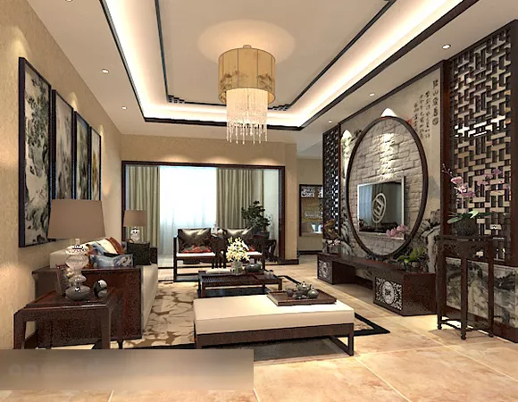 Chinese Living Room Ceiling Chandelier Interior 3d model Chinese Living Room Ceiling Chandelier Interior 3d model
