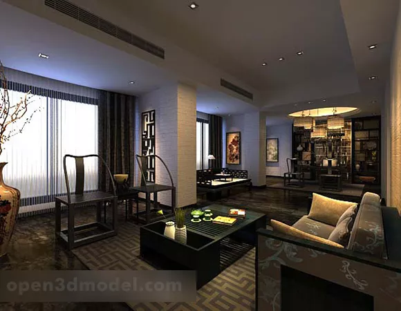 Chinese Living Room Minimalistic Interior 3d model Chinese Living Room Minimalistic Interior 3d model