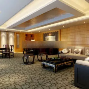 Chinese Living Room Classic Furniture Interior 3d model