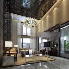 Chinese Living Room Ceiling Decoration Interior V1 3d model