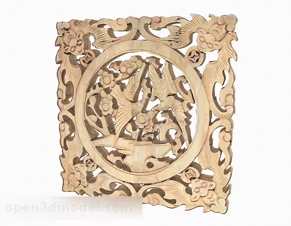 Chinese Wood Color Hollow Art Carved Window 3d model Chinese Wood Color Hollow Art Carved Window 3d model