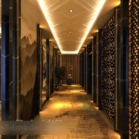 Chinese Restaurant Aisle Interior 3d model