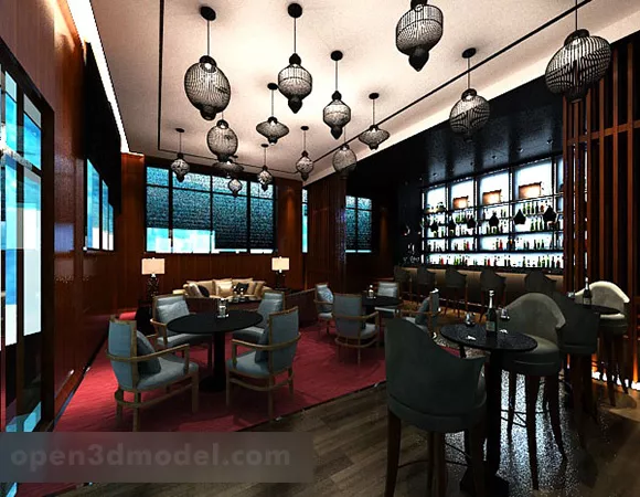 Chinese Restaurant Chandeliers Interior 3d model Chinese Restaurant Chandeliers Interior 3d model