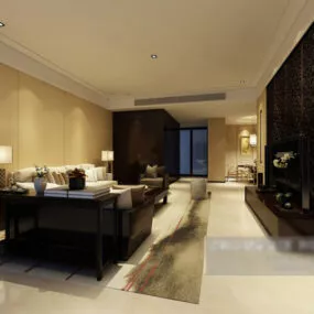 Chinese Simple Living Room Interior 3d model