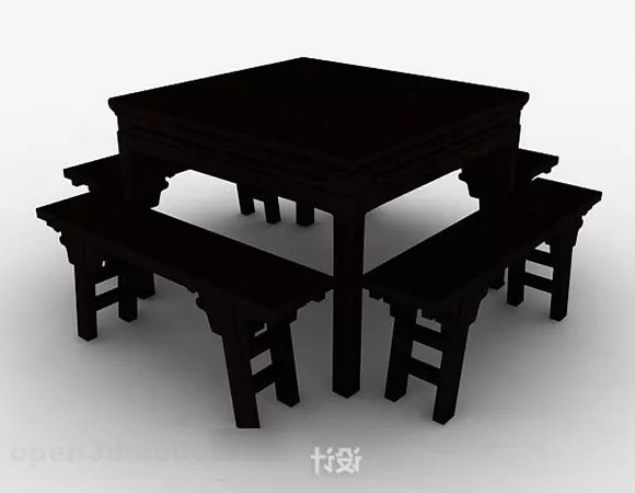 Chinese Square Table And Chairs 3d model Chinese Square Table And Chairs 3d model