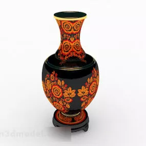 Chinese Black Pattern Big Belly Bottle 3d model